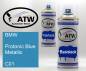 Preview: BMW, Protonic Blue Metallic, C01: 400ml Sprühdose + 400ml Klarlack - Set, von ATW Autoteile West.